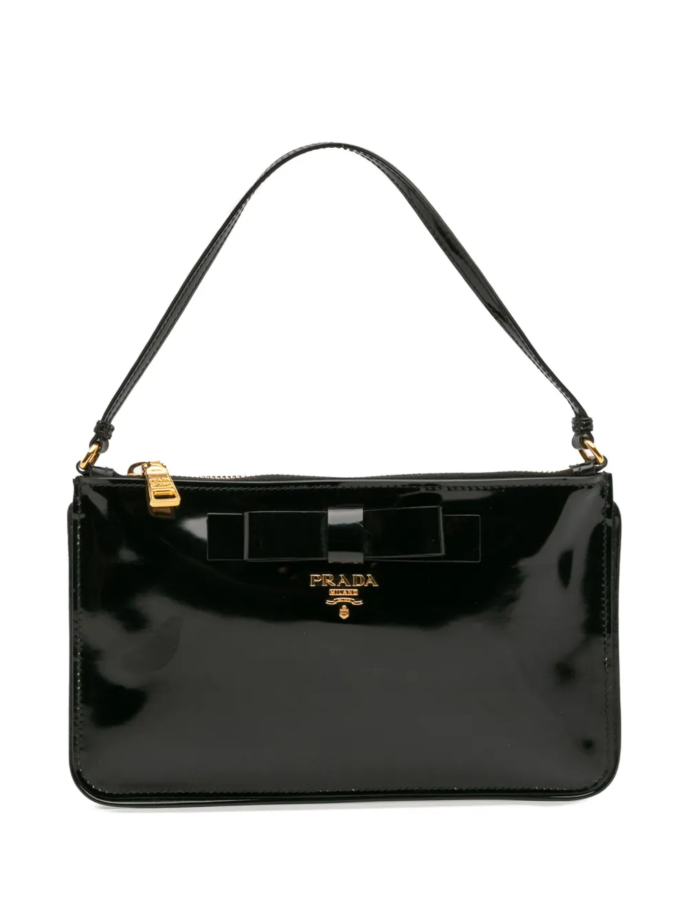 Prada Pre-Owned 2010-2025 Spazzolato Bow Pochette shoulder bag - ブラック Prada Pre-Owned 2010-2025 Spazzolato Bow Pochette shoulder bag - ブラック