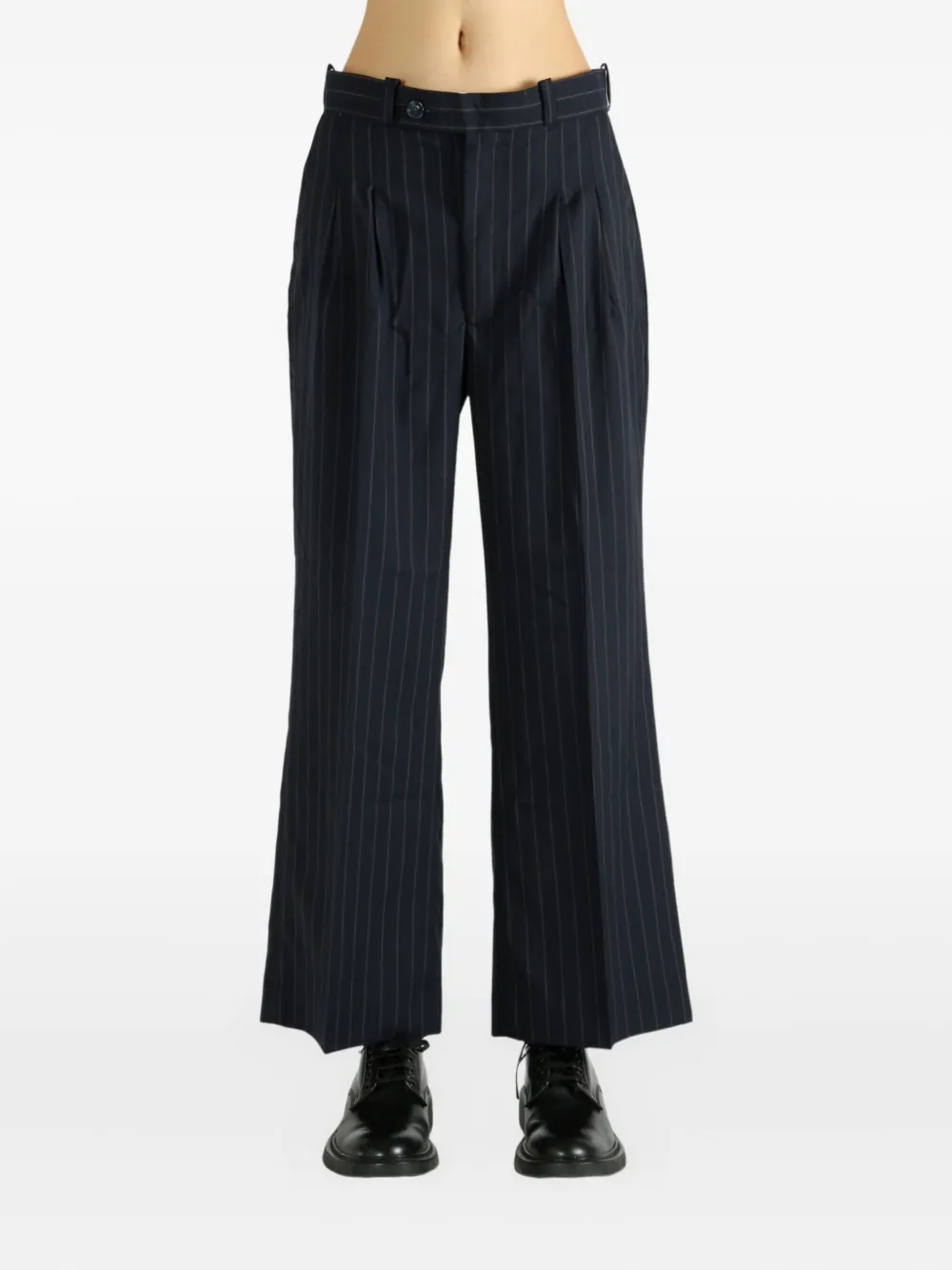 Late for Work pinstriped pleated trousers - Blauw