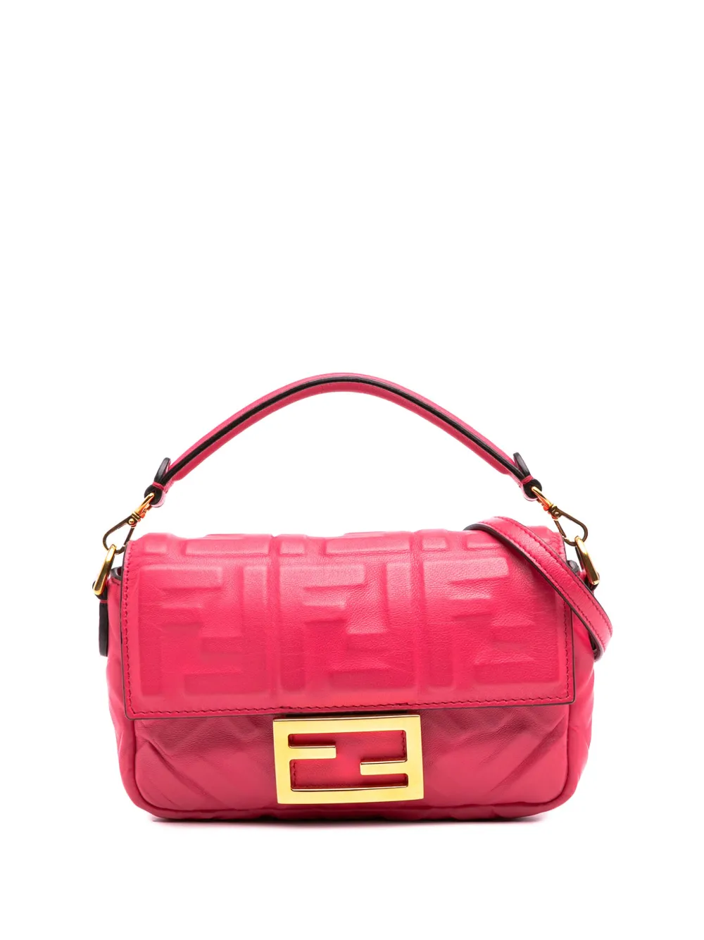 Fendi Pre-Owned 2010-2025 Mini Zucca Embossed Leather Baguette satchel Fendi Pre-Owned 2010-2025 Mini Zucca Embossed Leather Baguette satchel