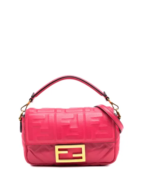 Fendi Pre-Owned 2010-2025 Mini Zucca Embossed Leather Baguette satchel