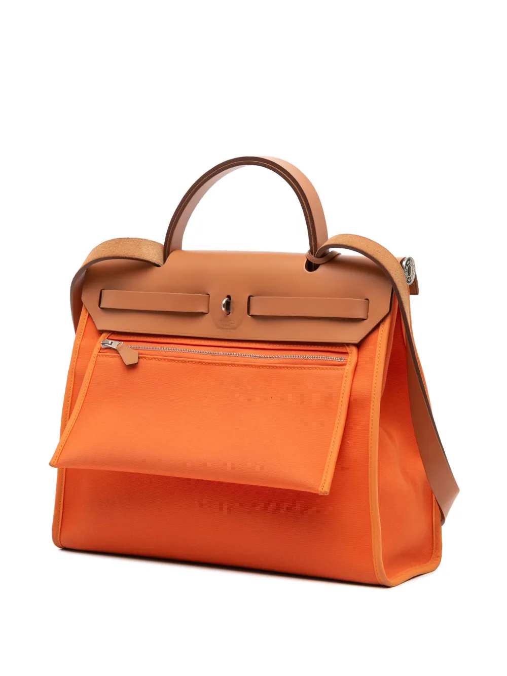Pre-owned Hermes 2015 Toile Herbag Zip 31 Satchel In Orange