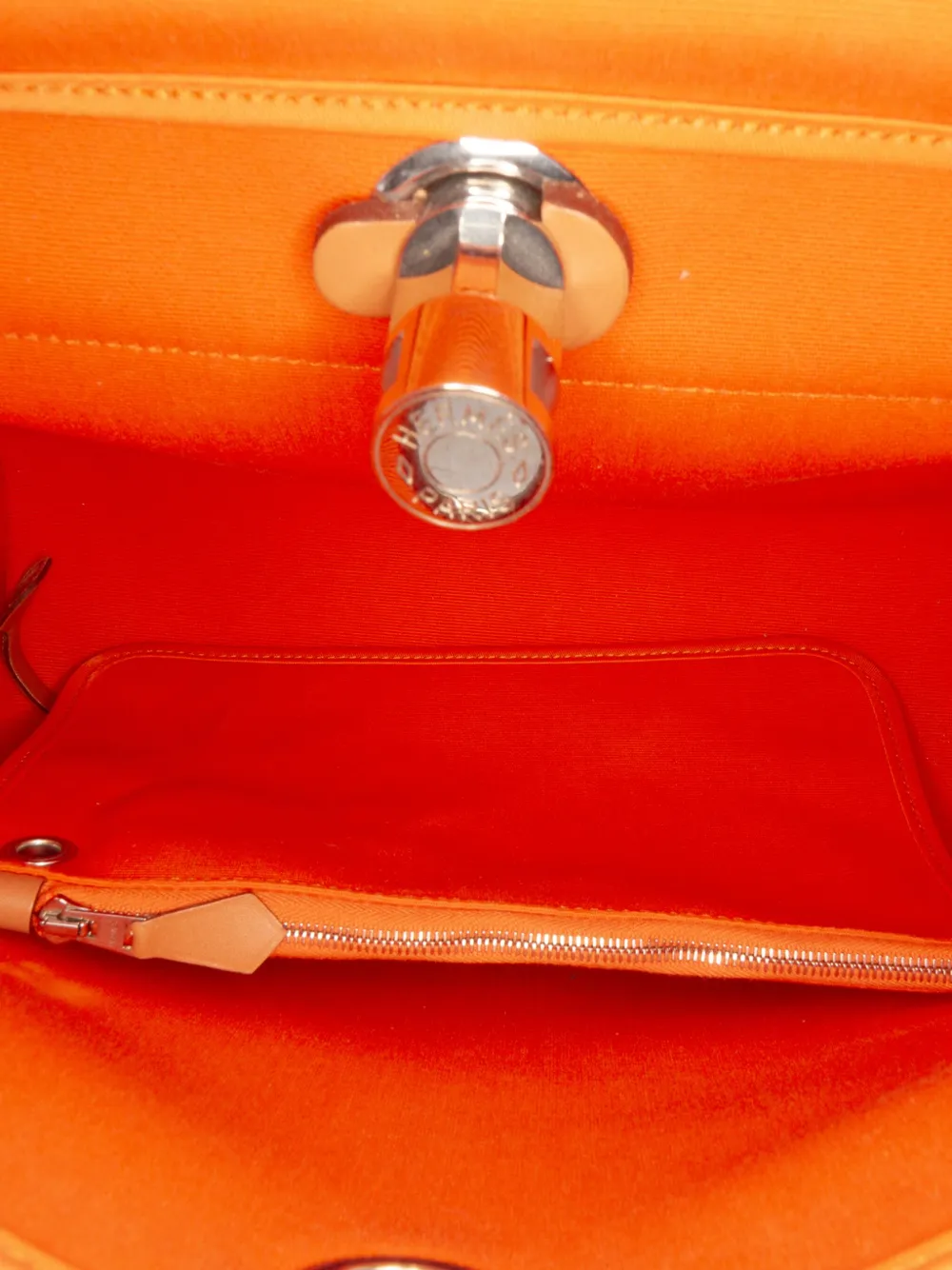Pre-owned Hermes 2015 Toile Herbag Zip 31 Satchel In Orange