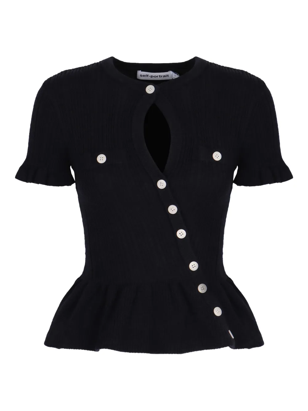 Self-Portrait buttoned ruffled top | Blue | Image 1
