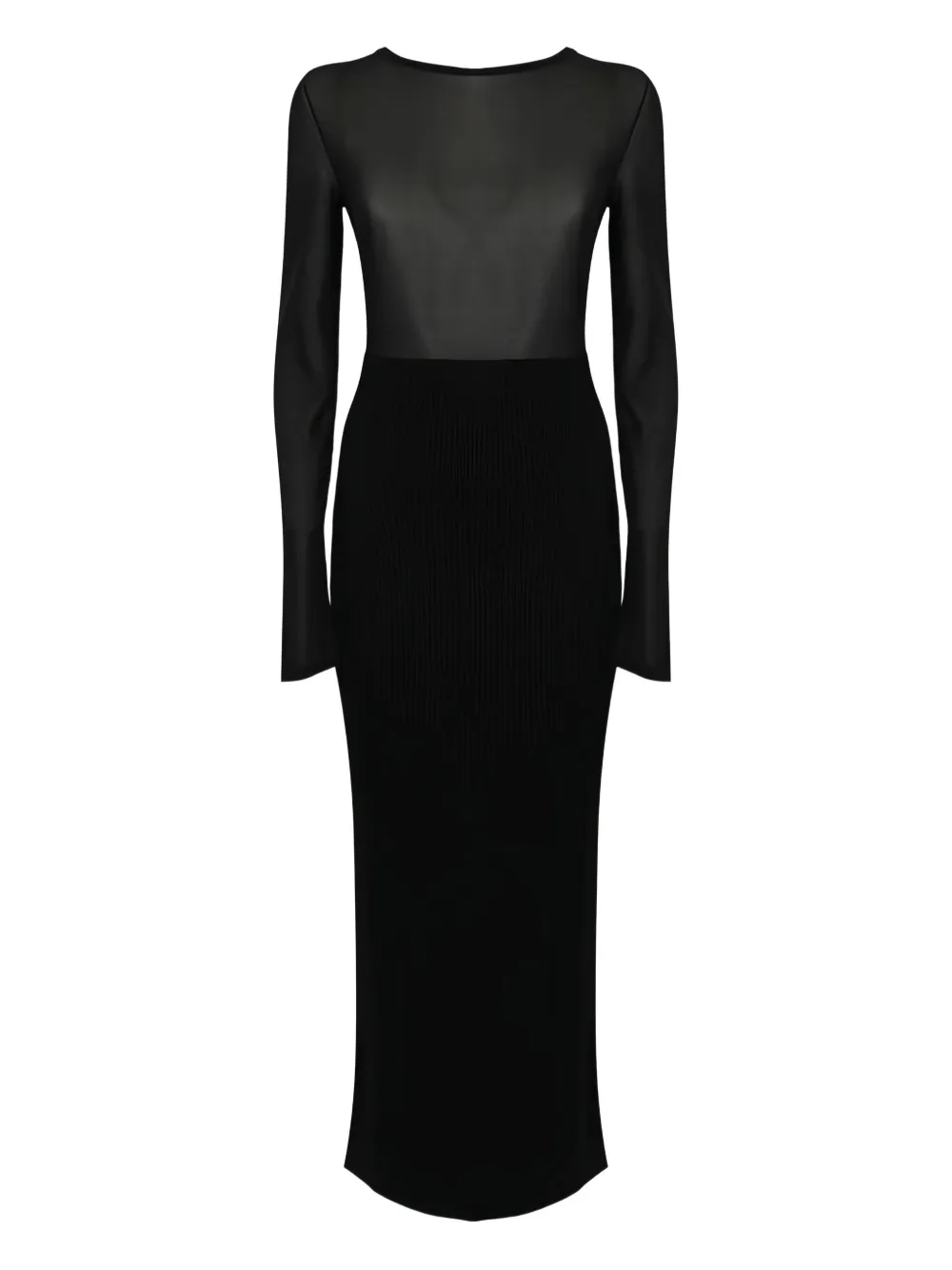 Liviana Conti Geribbelde maxi-jurk met lange mouwen Zwart