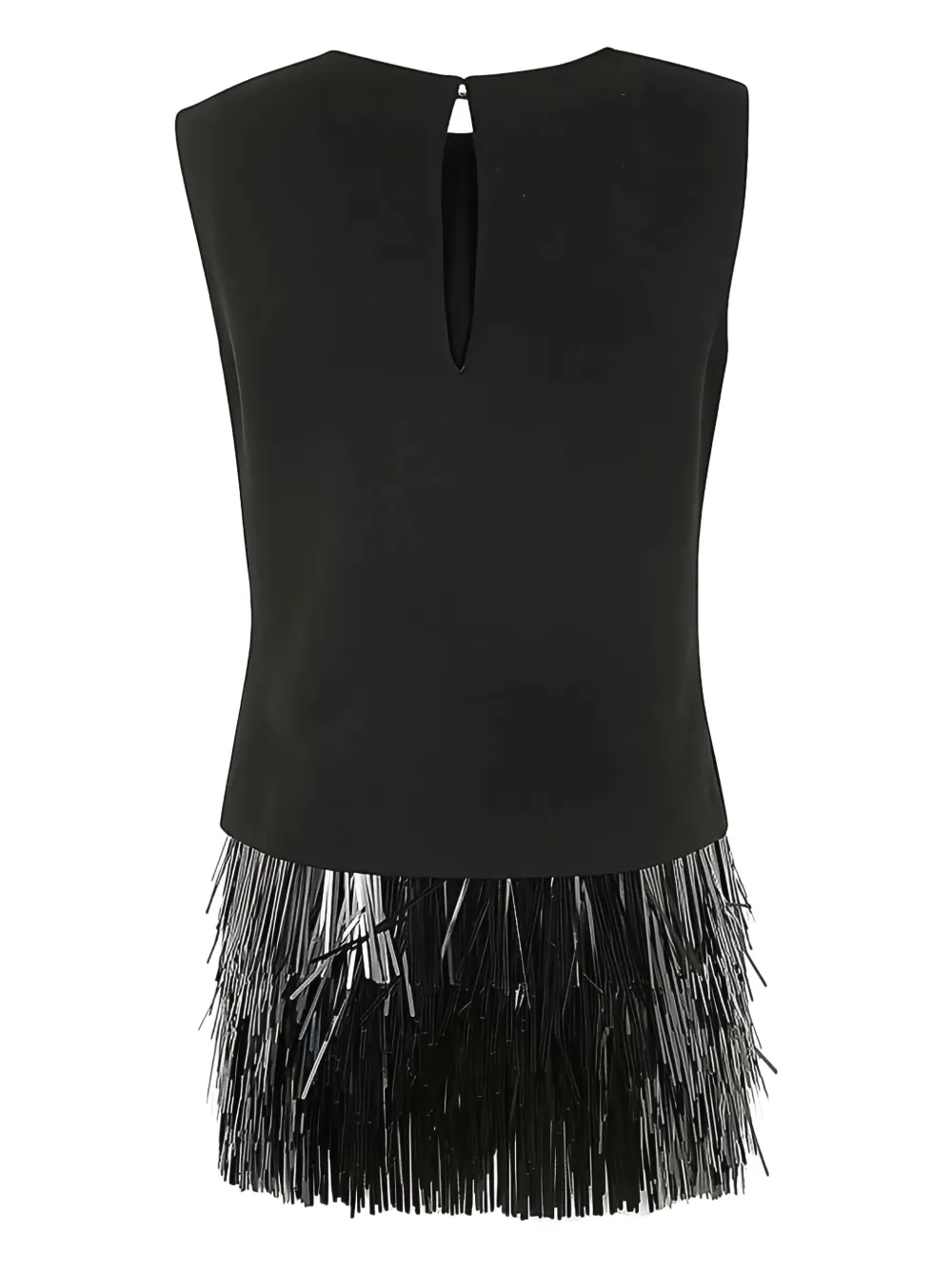 Liviana Conti Mouwloze blouse met franje - Zwart