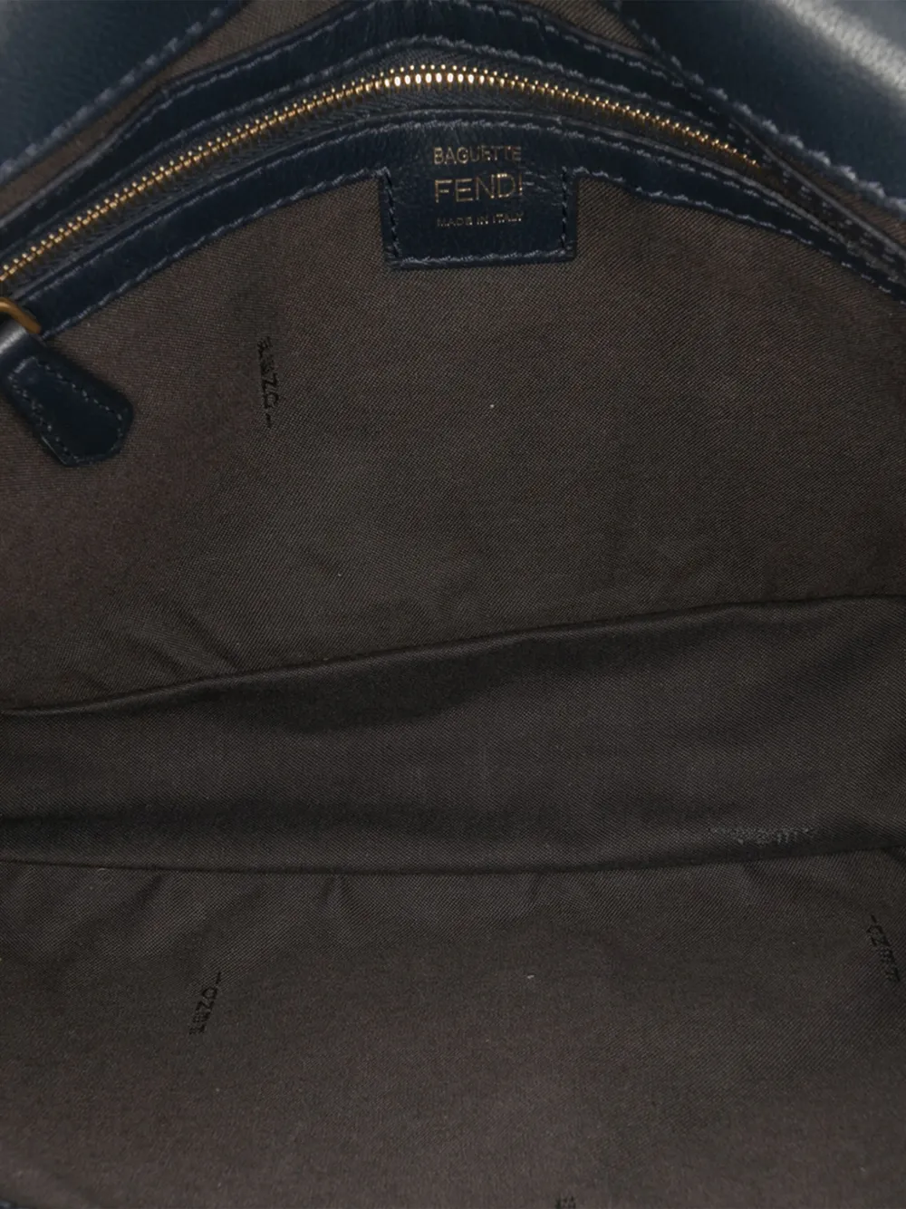 Pre-owned Fendi 2010-2025 Large Zucca Embossed Leather Baguette Satchel In Blue