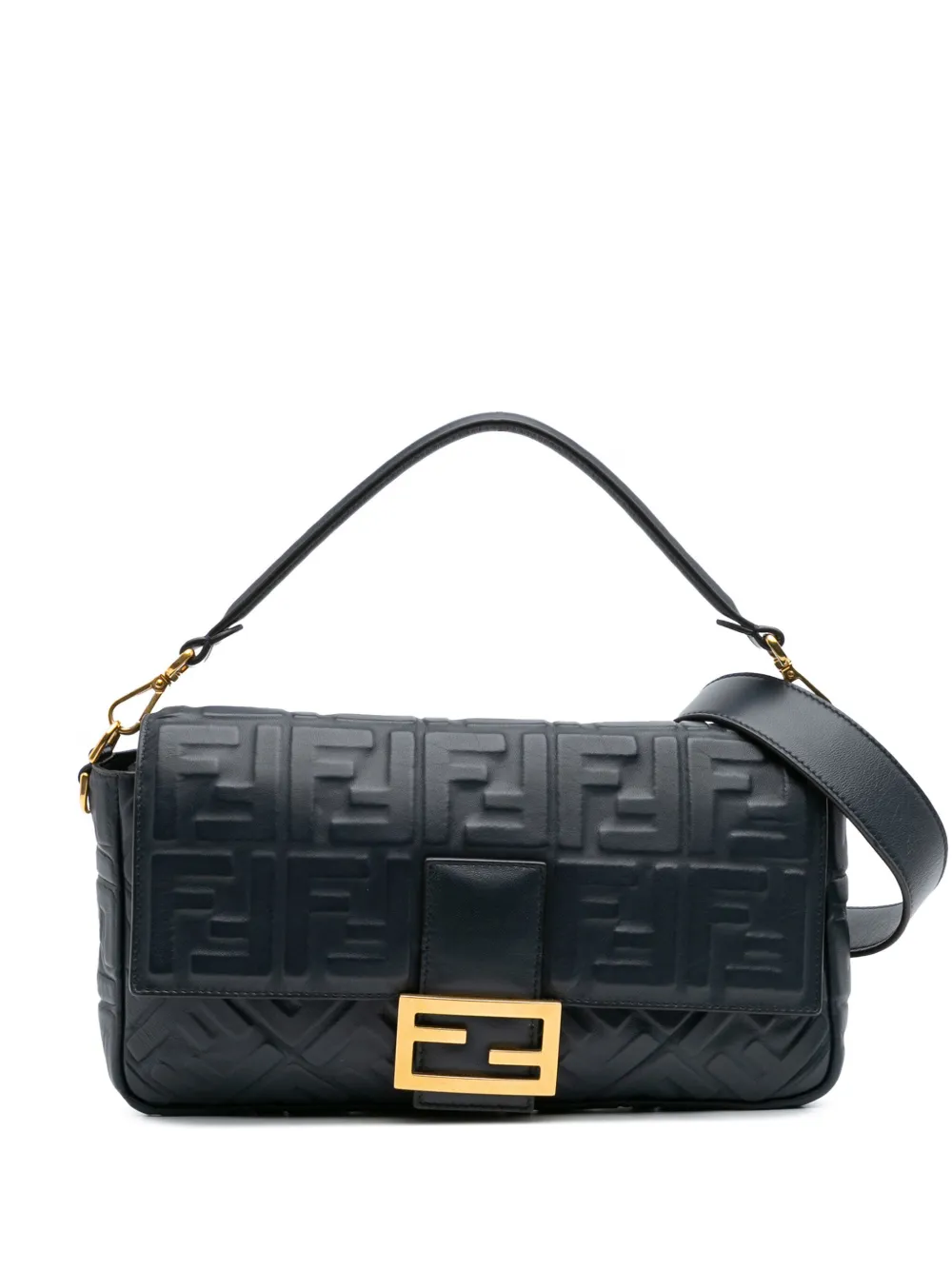 Fendi Pre-Owned 2010-2025 Large Zucca Embossed Leather Baguette Fendi Pre-Owned 2010-2025 Large Zucca Embossed Leather Baguette