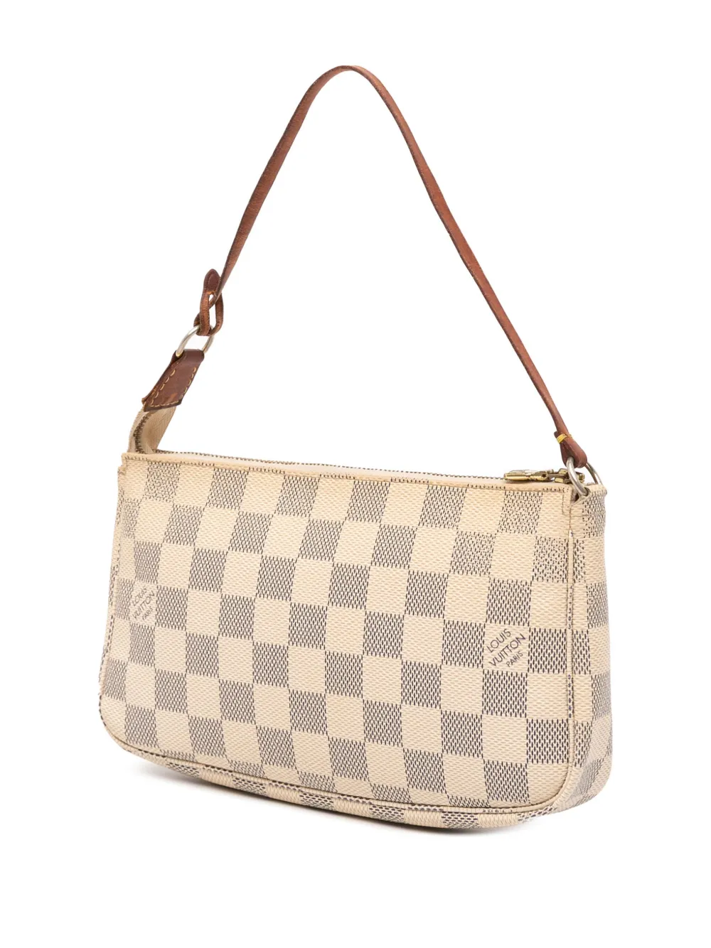 Pre-owned Louis Vuitton 2012 Damier Azur Pochette Accessoires Shoulder Bag In White
