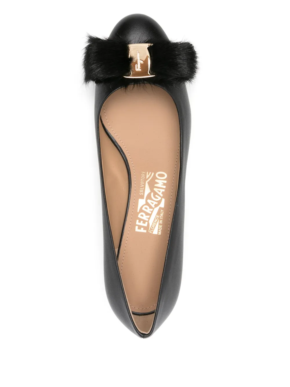 Ferragamo 30mm leather ballet flats Zwart