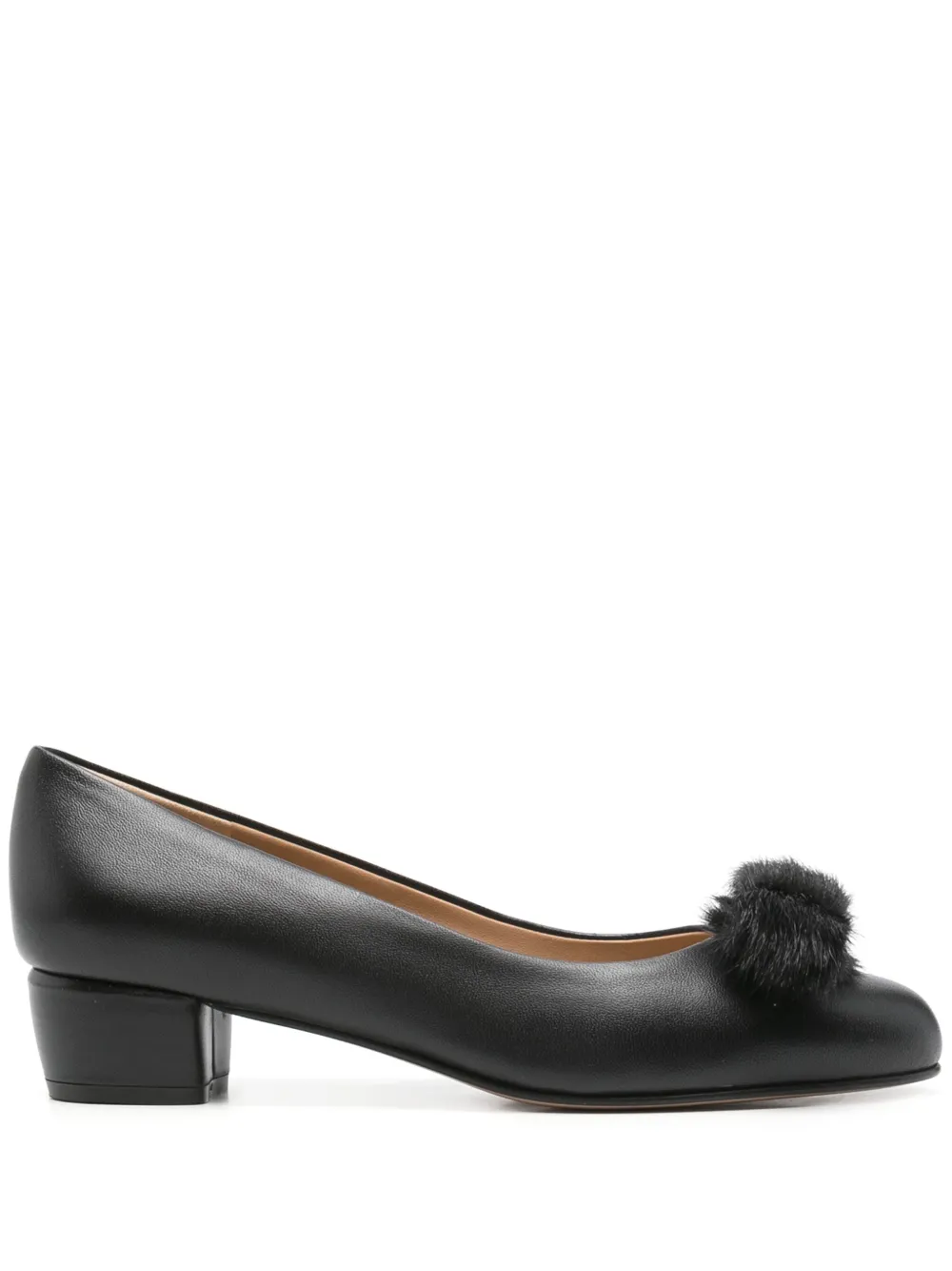 Ferragamo 30mm leather ballet flats Zwart