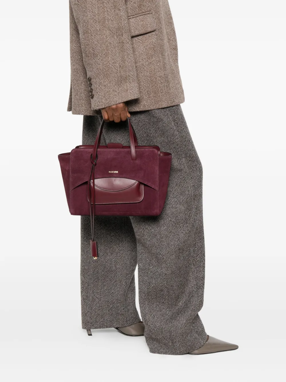 HIDESINS Medium Flap suède shopper - Rood