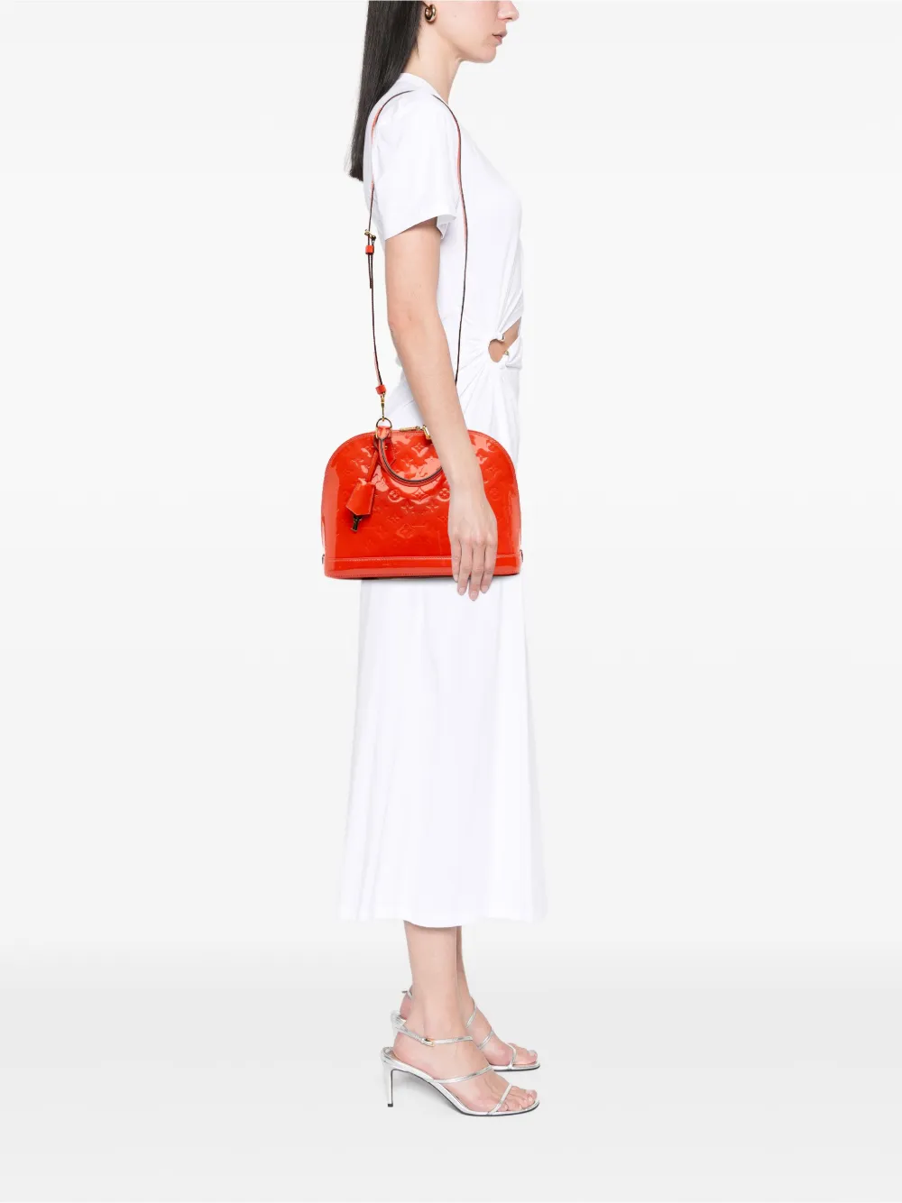 Pre-owned Louis Vuitton 2014 Monogram Vernis Alma Pm Satchel In Orange
