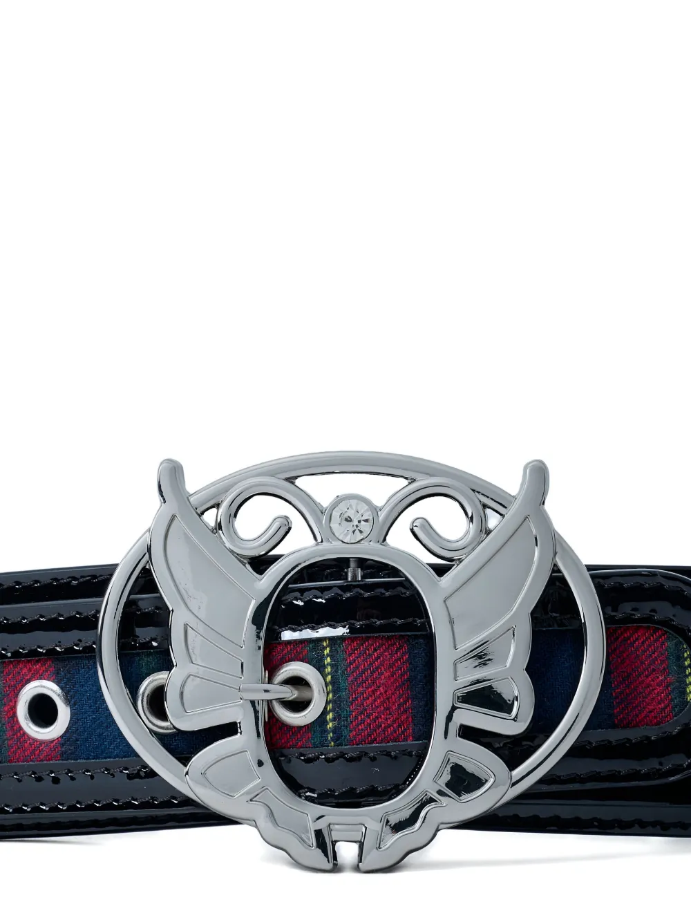 Chopova Lowena tartan-patent belt - Bruin