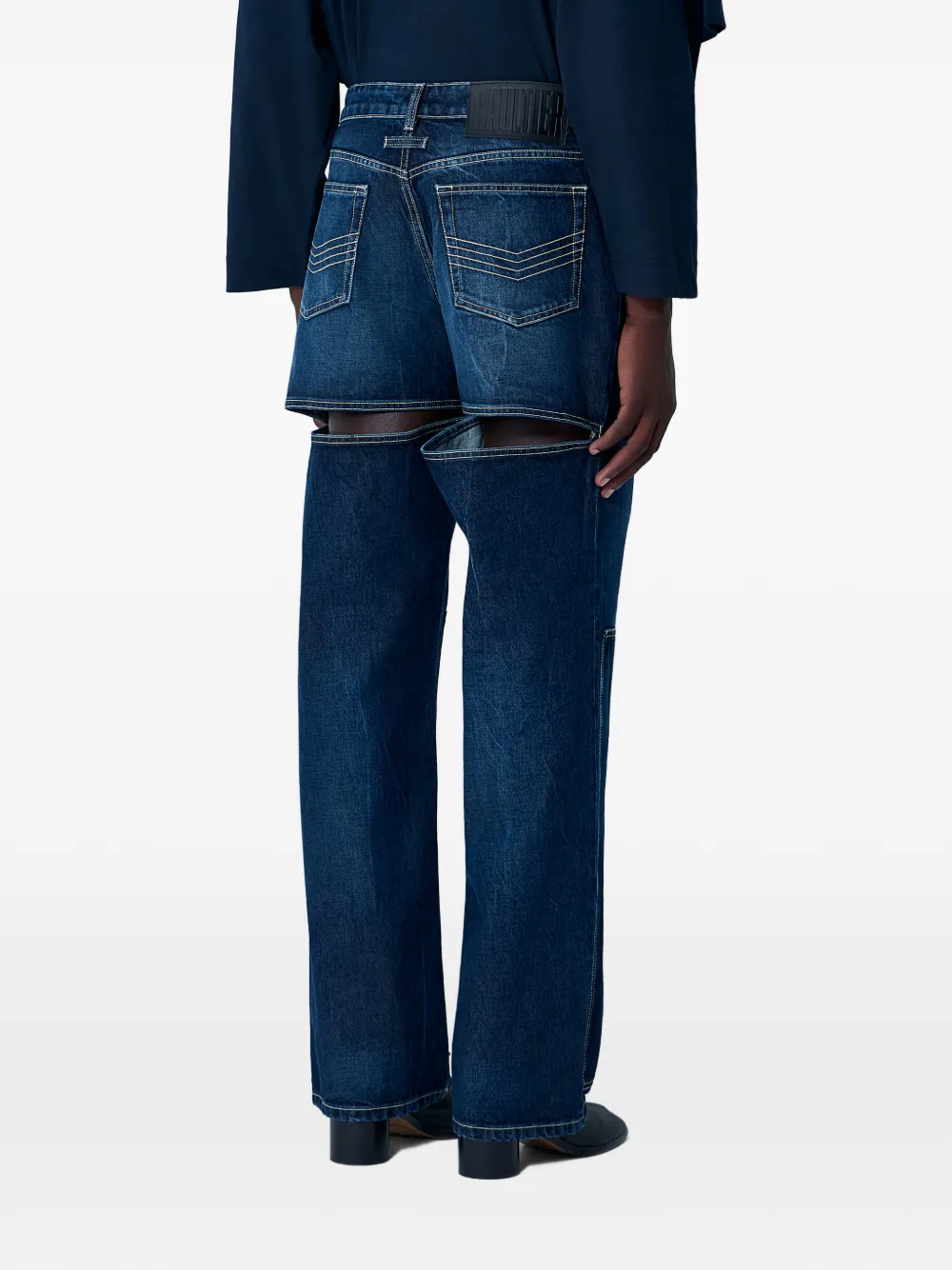 cut-out cotton jeans