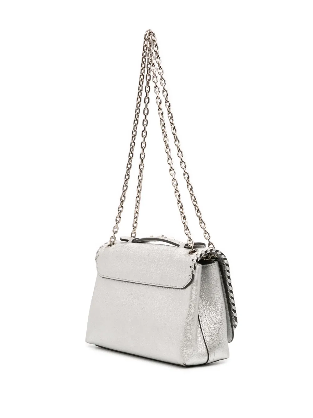 Pre-owned Louis Vuitton 2017 Metallic Cuir Plume Ecume Very Chain Bag Satchel In Silver