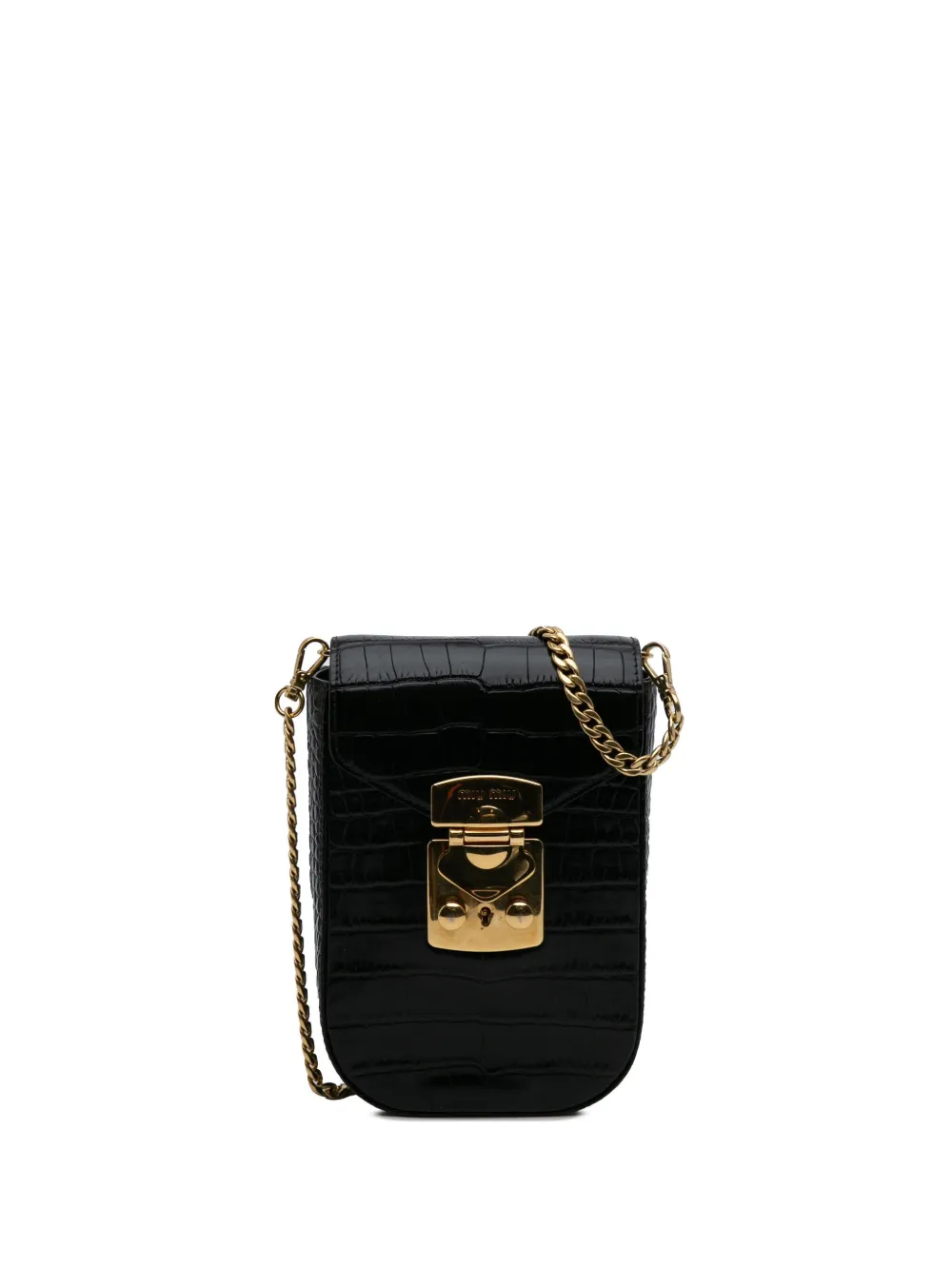 Miu Miu Pre-Owned 2000-2025 Croc Embossed Leather Chain crossbody bag Miu Miu Pre-Owned 2000-2025 Croc Embossed Leather Chain crossbody bag