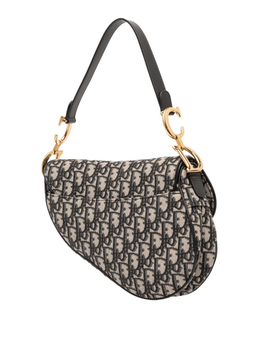 Pre-owned Dior 2018 Oblique Canvas Saddle Bag Shoulder Bag In Blue