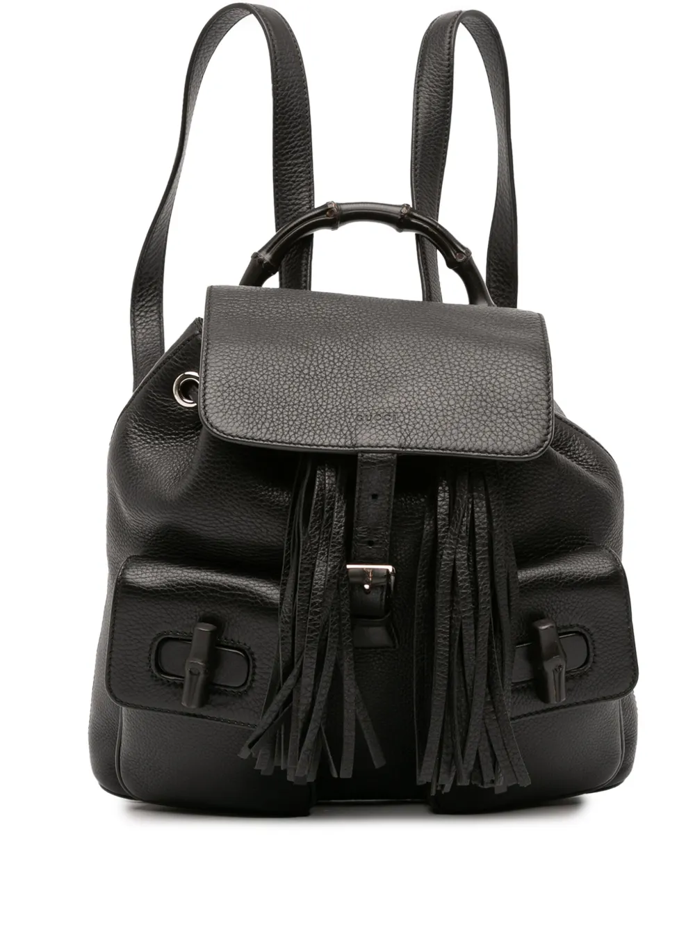 Gucci Pre-Owned 2016-2025 Leather Bamboo Tassel backpack - ブラック Gucci Pre-Owned 2016-2025 Leather Bamboo Tassel backpack - ブラック