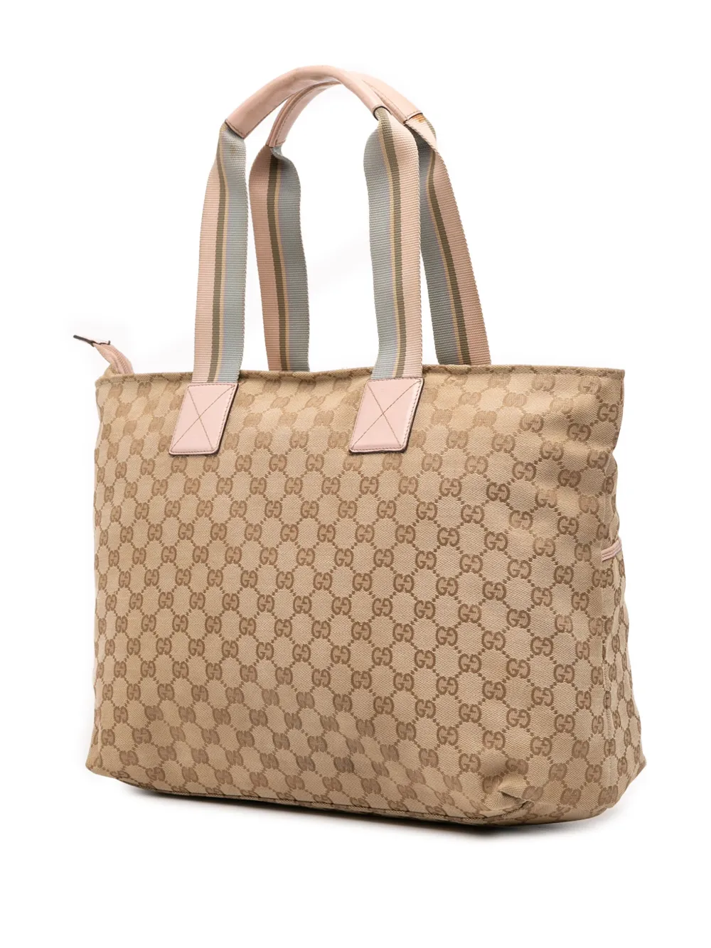 Pre-owned Gucci 2000-2015 Gg Canvas Web Tote Bag In Brown
