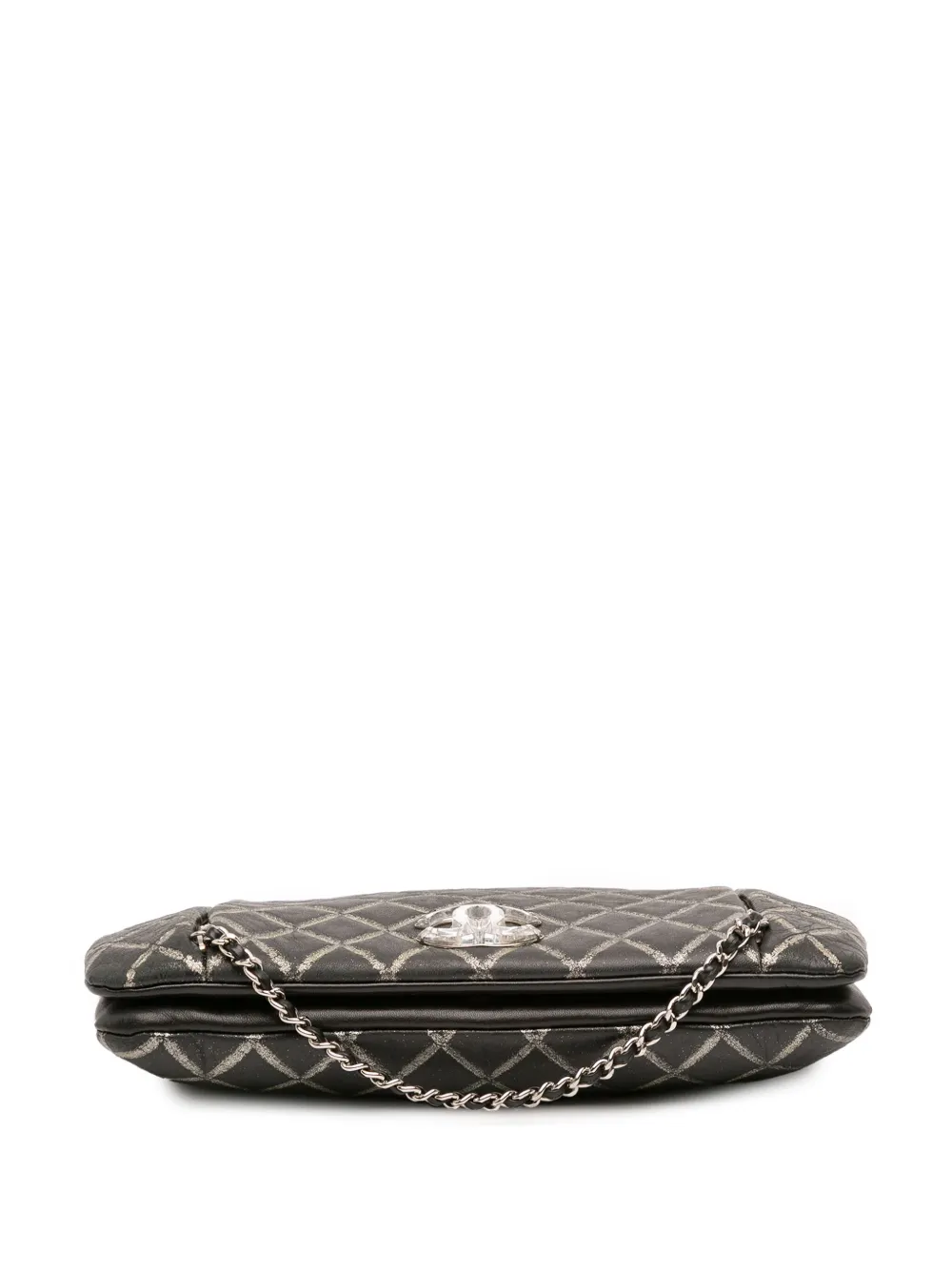 2010-2011 Quilted Metallic Distressed Lambskin Cc Crystal Flap Shoulder Bag