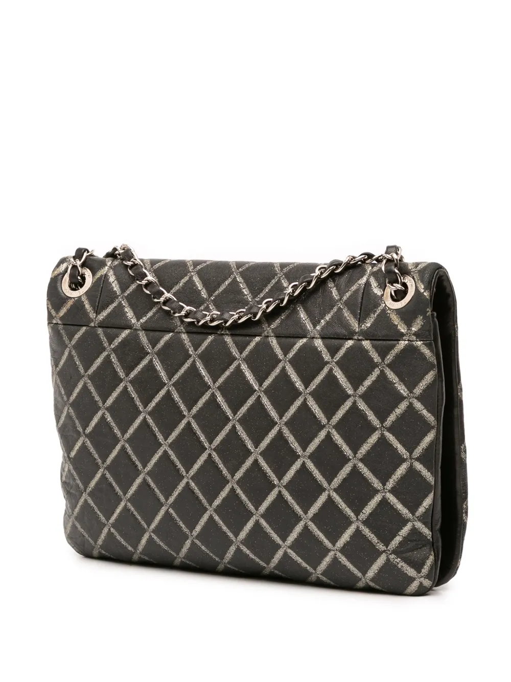 2010-2011 Quilted Metallic Distressed Lambskin Cc Crystal Flap Shoulder Bag
