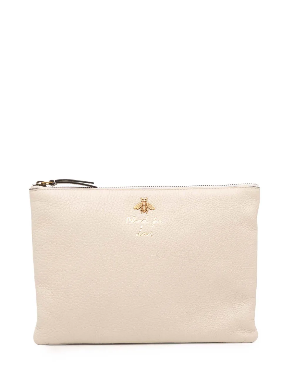 Pre-owned Gucci 2000-2015 Leather Blind For Love Clutch Bag In White