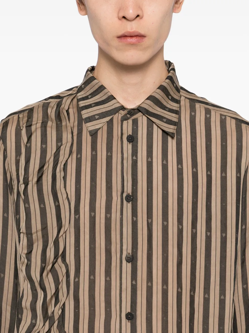 Ziggy Chen Panelled Striped Shirt In Multi