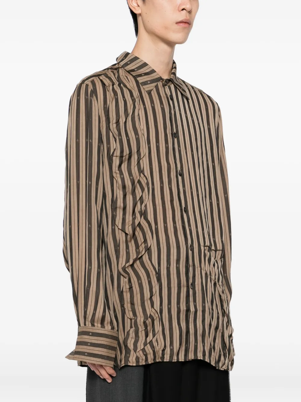 Ziggy Chen Panelled Striped Shirt In Multi
