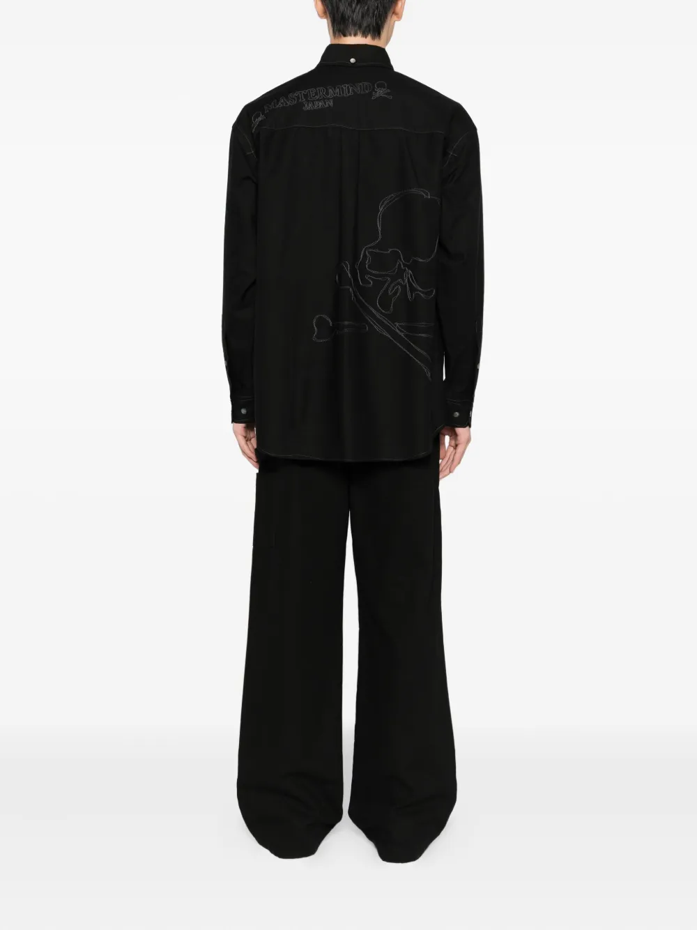 Mastermind Japan Katoenen overhemd met geborduurd logo - Zwart