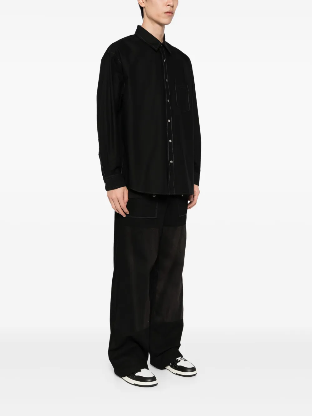 Mastermind Japan Katoenen overhemd met geborduurd logo Zwart