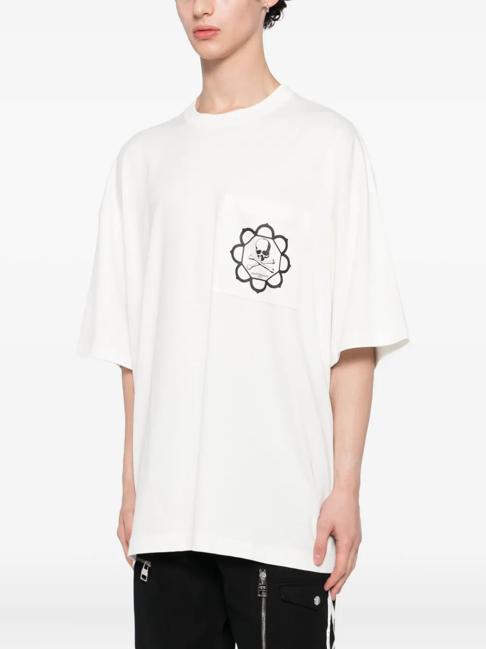 Mastermind Japan Skull Graphic Pocket T-shirt In White