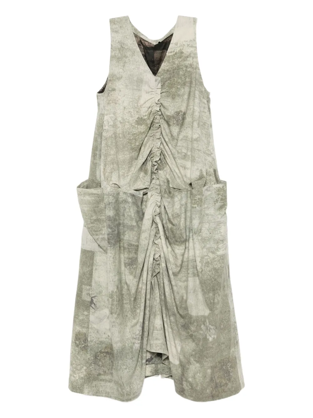 Ziggy Chen All-over Print Dress In Gray