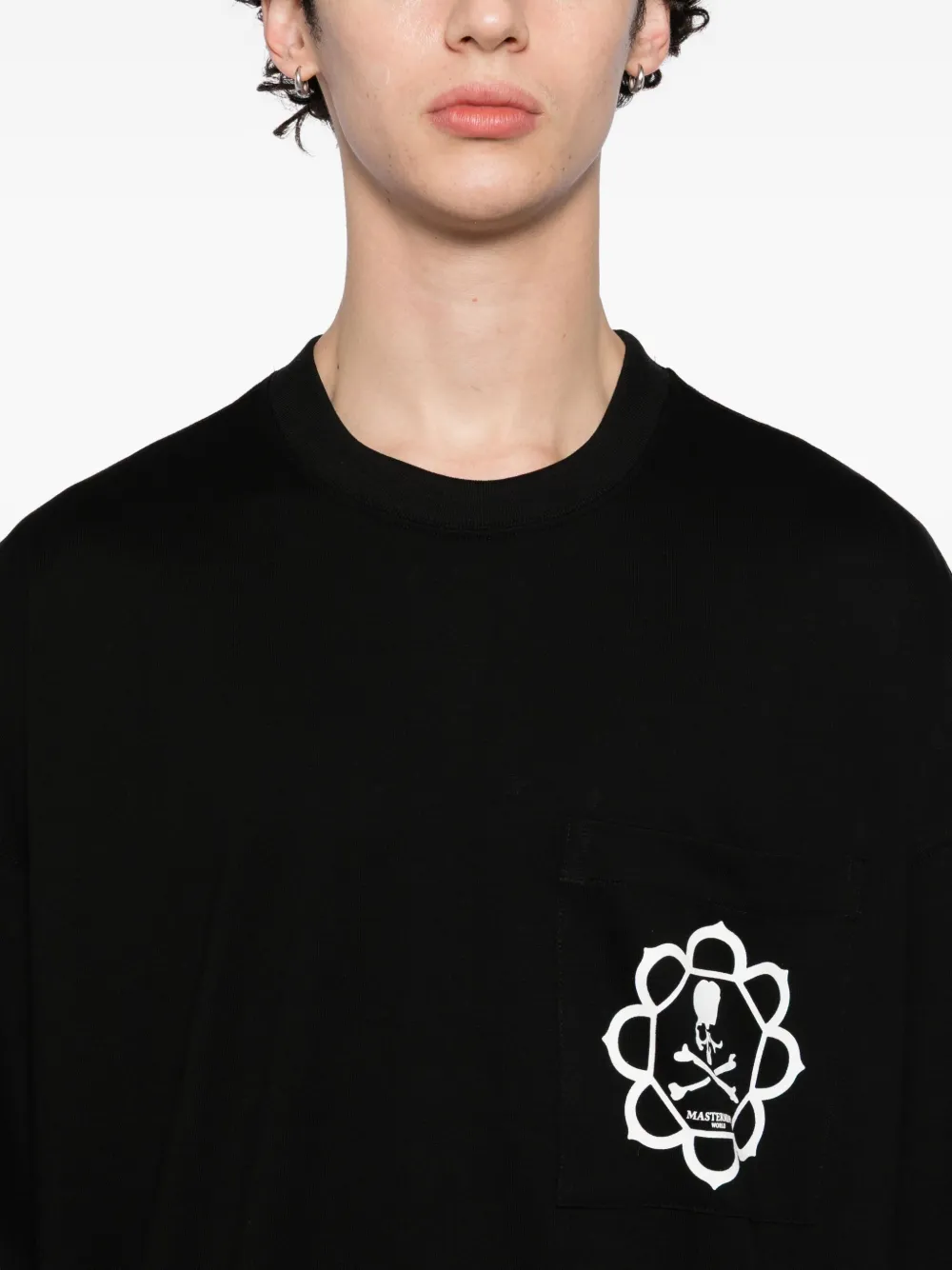 Mastermind World T-shirt met grafische print en zak Zwart