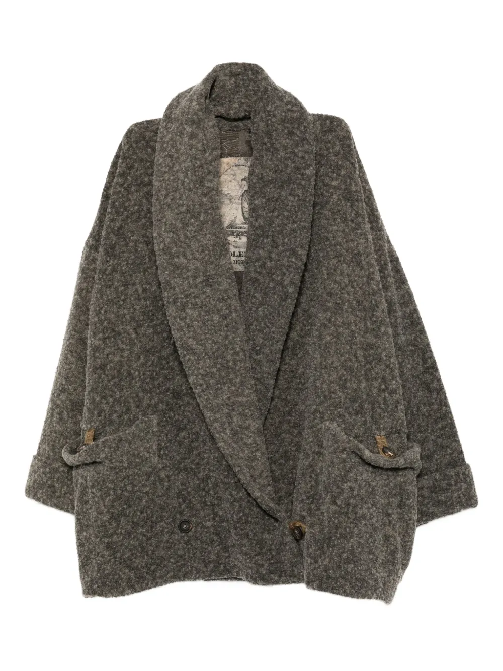 Ziggy Chen Textured Shawl-collar Coat In Gray