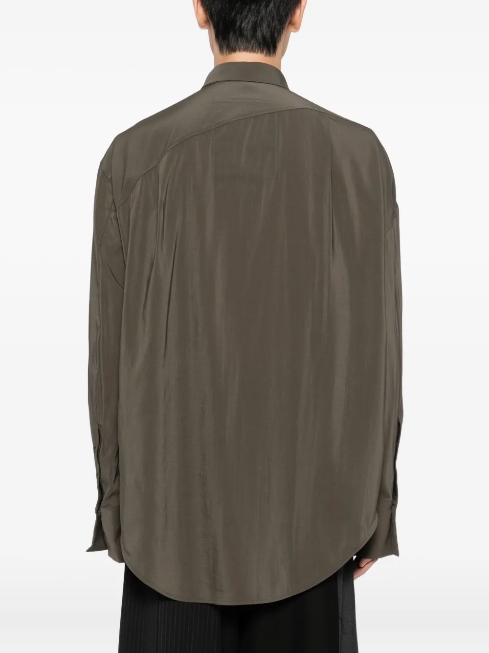 Ziggy Chen Curved-hem Shirt In Brown