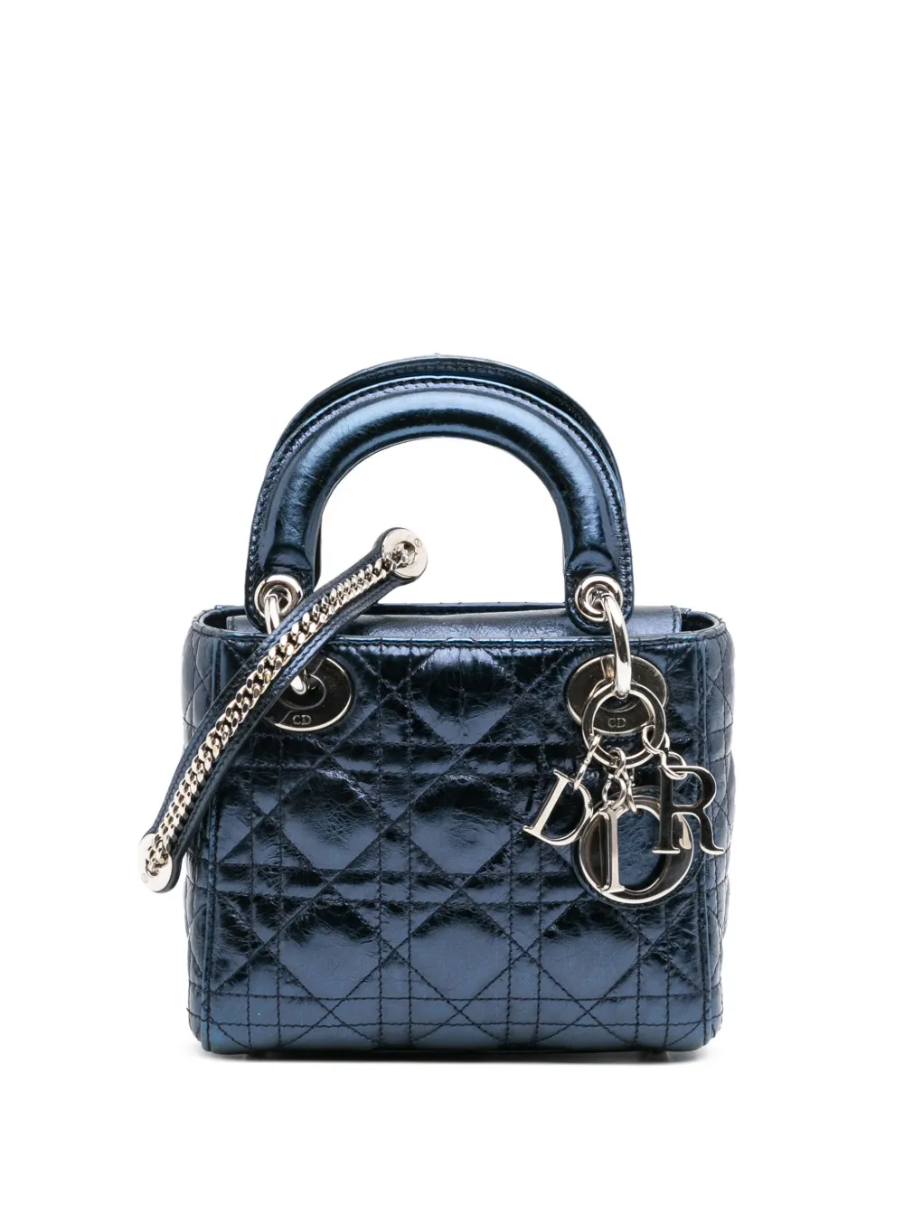 Christian Dior Pre-Owned 2014 Mini Crinkled Calfskin Cannage Lady Dior Christian Dior Pre-Owned 2014 Mini Crinkled Calfskin Cannage Lady Dior