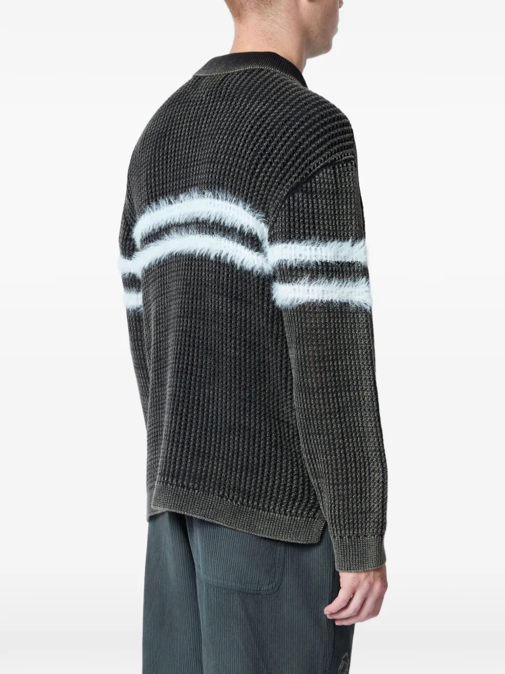  Achm Waffle Stripe Sweater - Black 