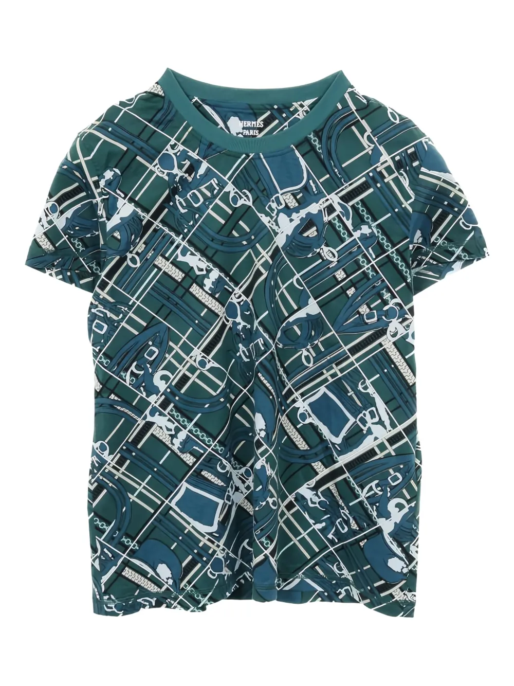 Hermès Pre-Owned 2010s chains print T-shirt | Blue | Image 1