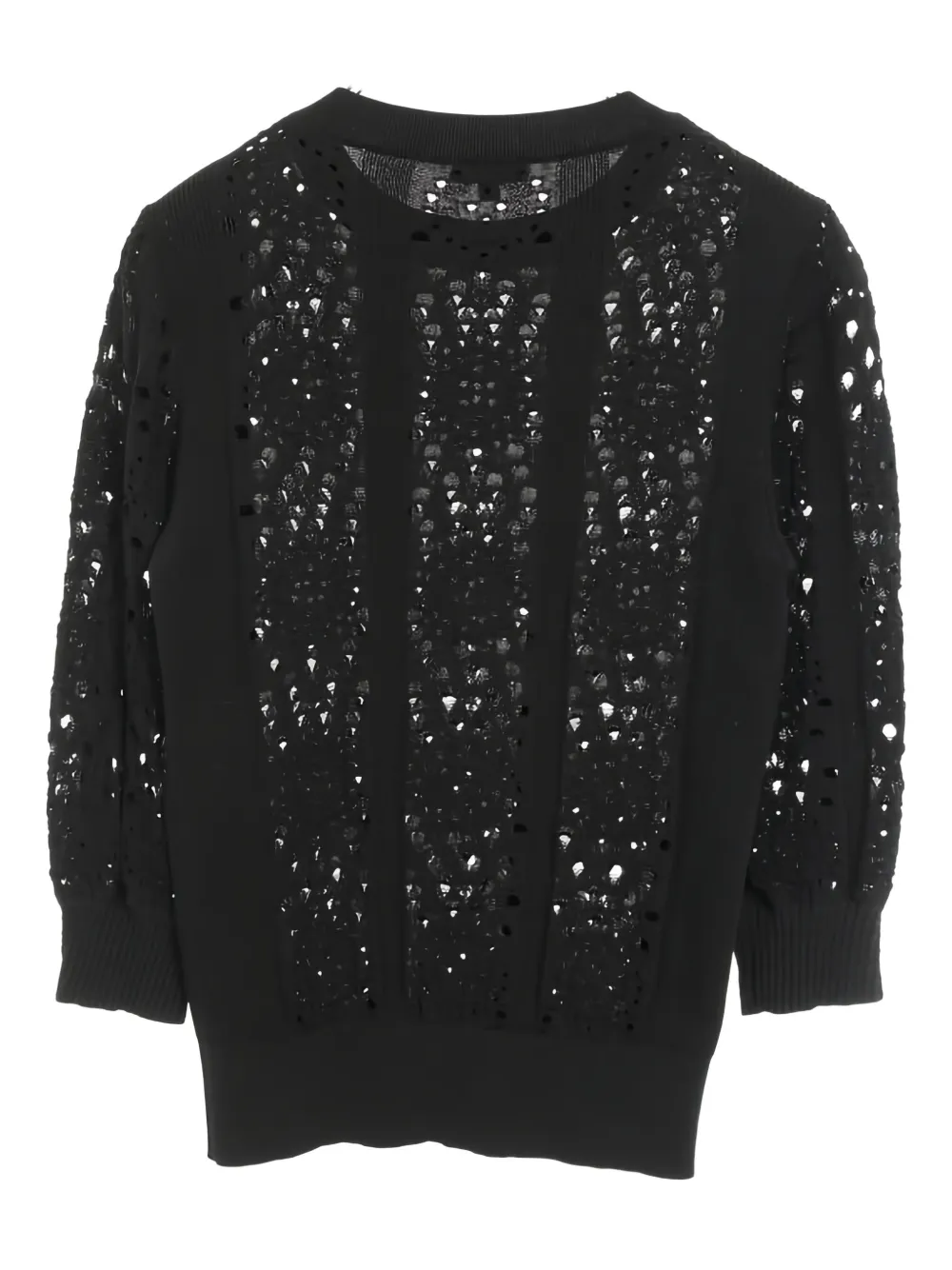 CHANEL Pre-Owned 1986-1988 coco mark openwork sweater | Black | Image 1