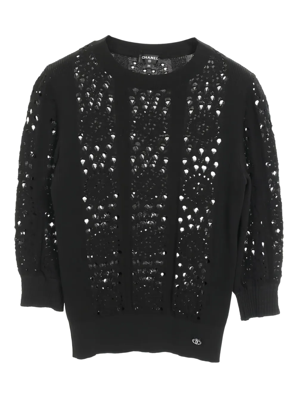 CHANEL Pre-Owned 1986-1988 coco mark openwork sweater | Image 2