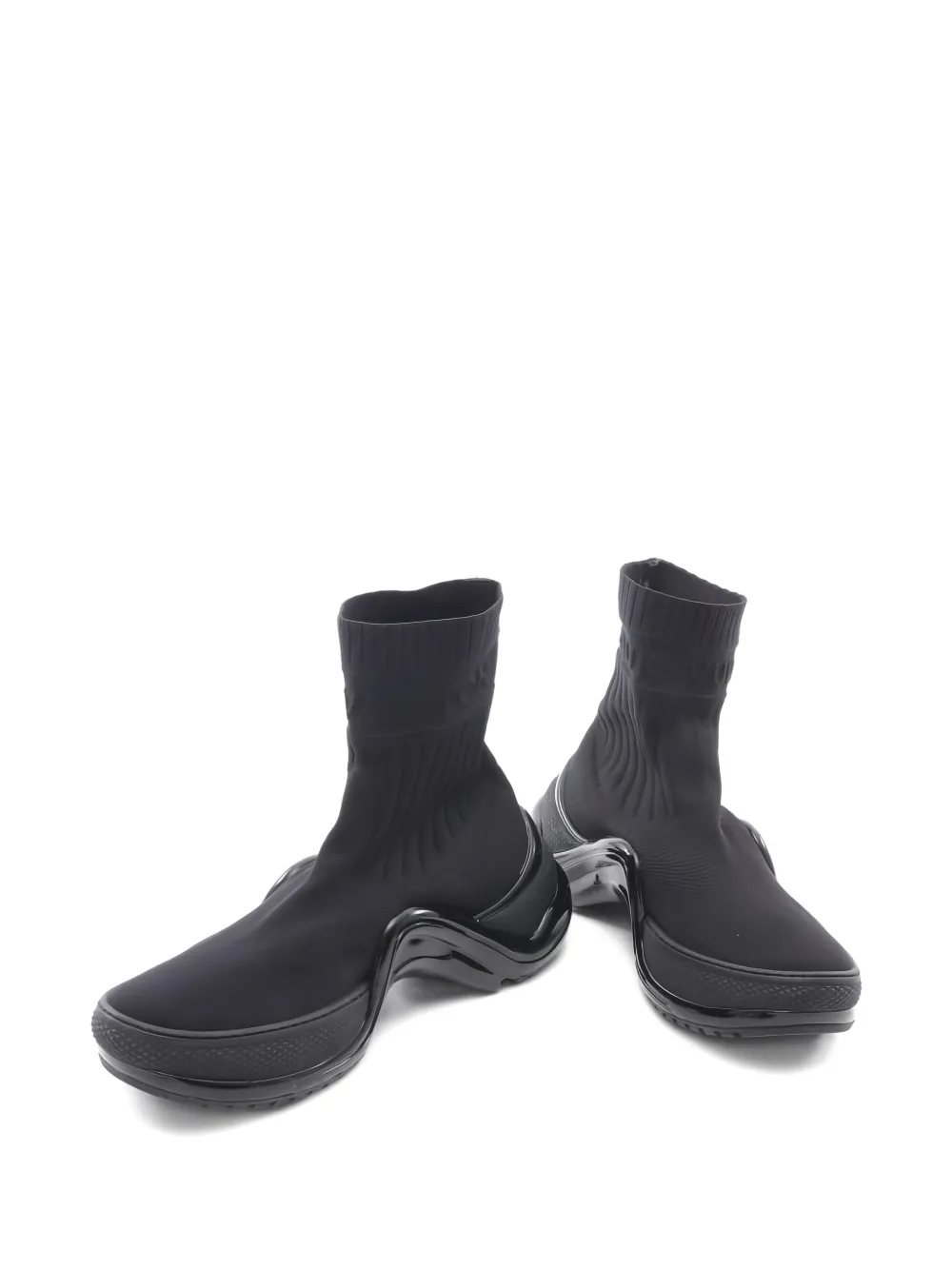 Pre-owned Louis Vuitton 2010s Knit Arc Light Line Boots In Black