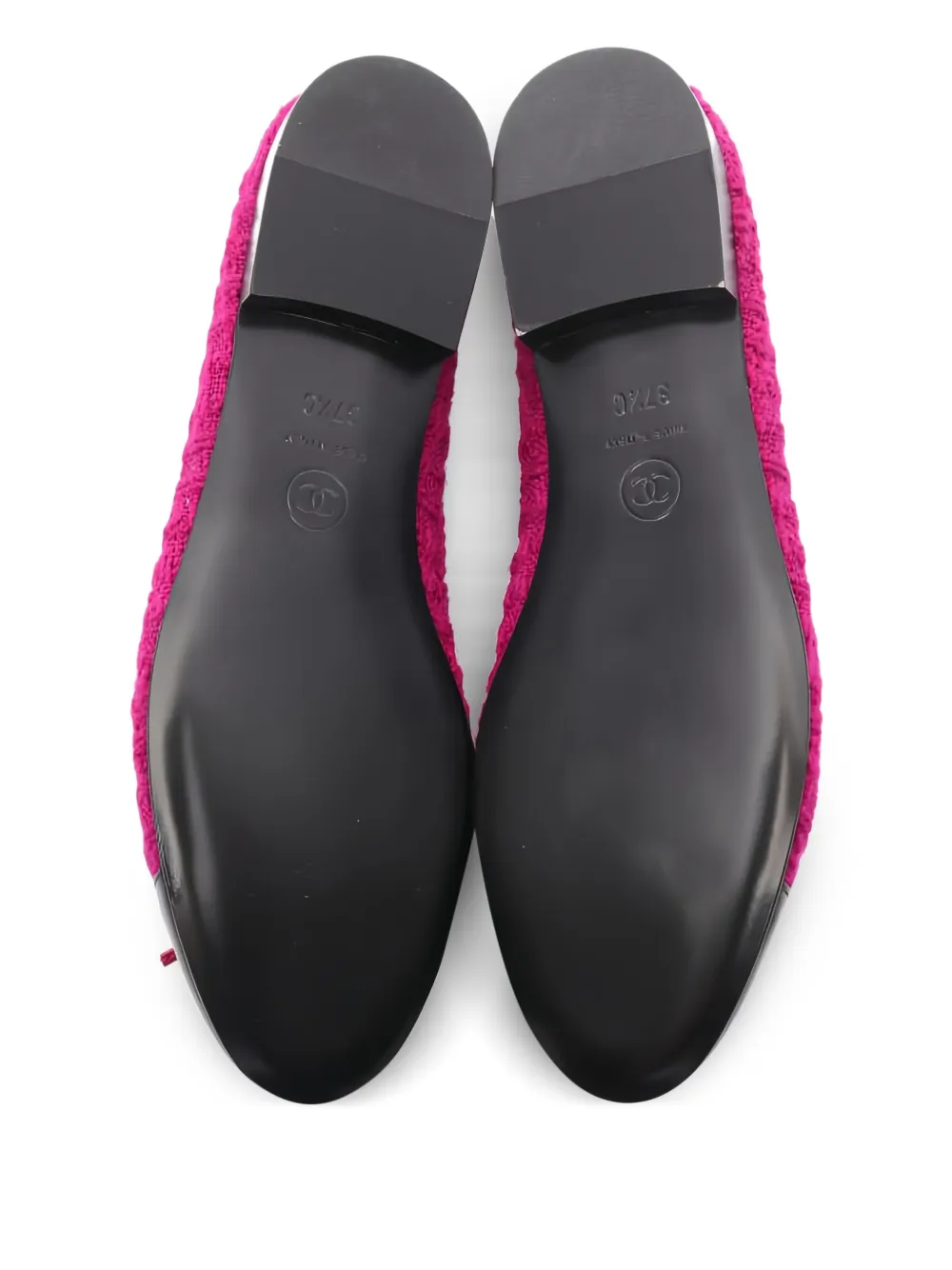 Pre-owned Chanel Patent-leather Toe-cap Tweed Ballerinas In Pink