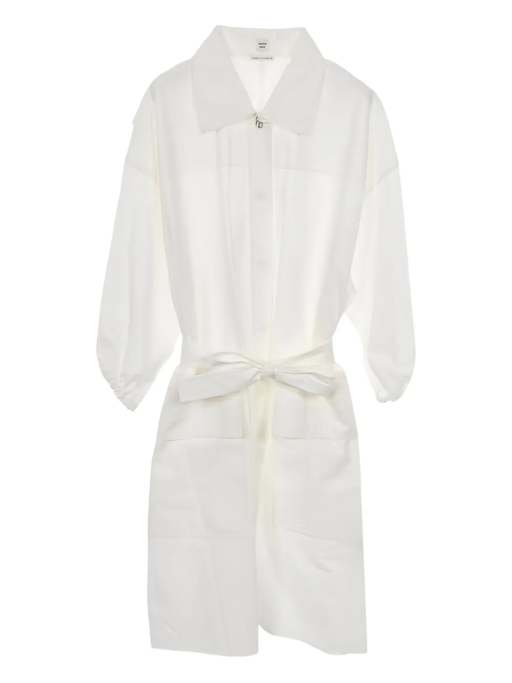 Hermès Pre-Owned tie-waist shirt dress - ホワイト Hermès Pre-Owned tie-waist shirt dress - ホワイト