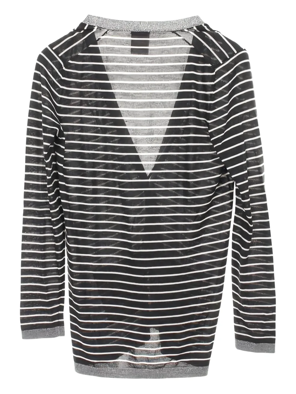 Pre-owned Chanel Stripes Coco Mark Cardigan In Black