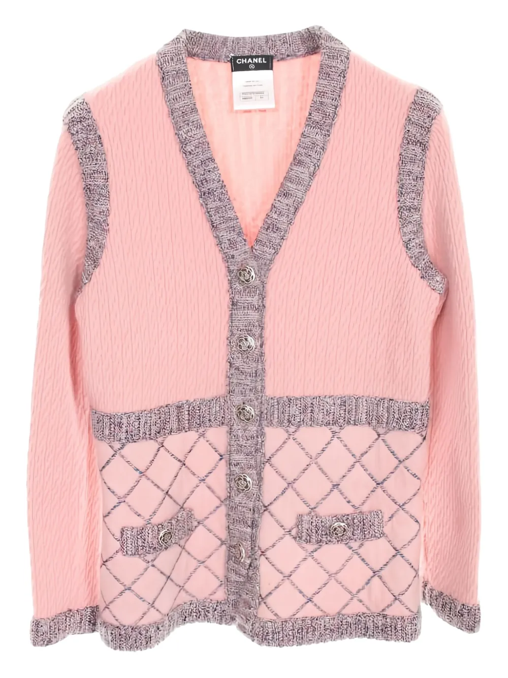 CHANEL Pre-Owned 1986-1988 camellia-button cardigan - ピンク CHANEL Pre-Owned 1986-1988 camellia-button cardigan - ピンク