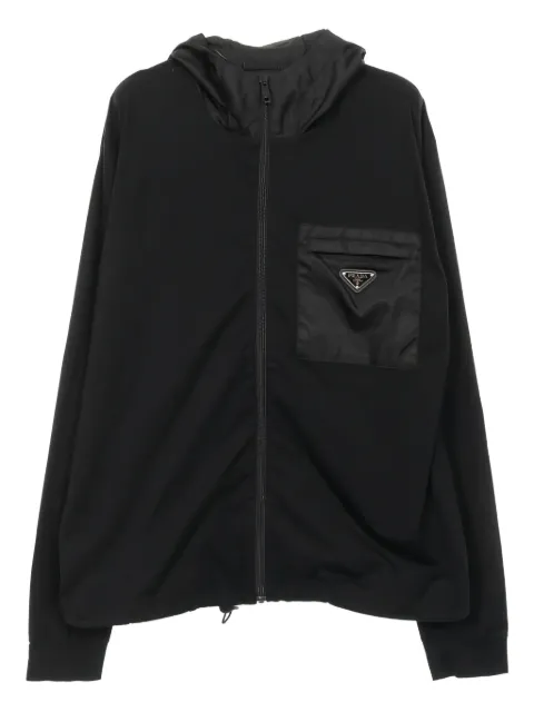 Prada Pre-Owned zip-up triangle-logo hooded jacket