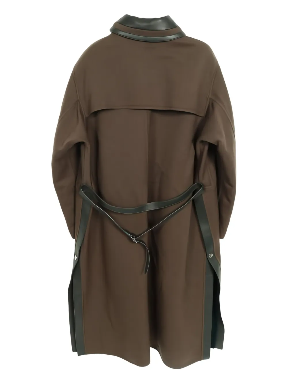 Hermès Pre-Owned buttoned leather-trim coat - Bruin