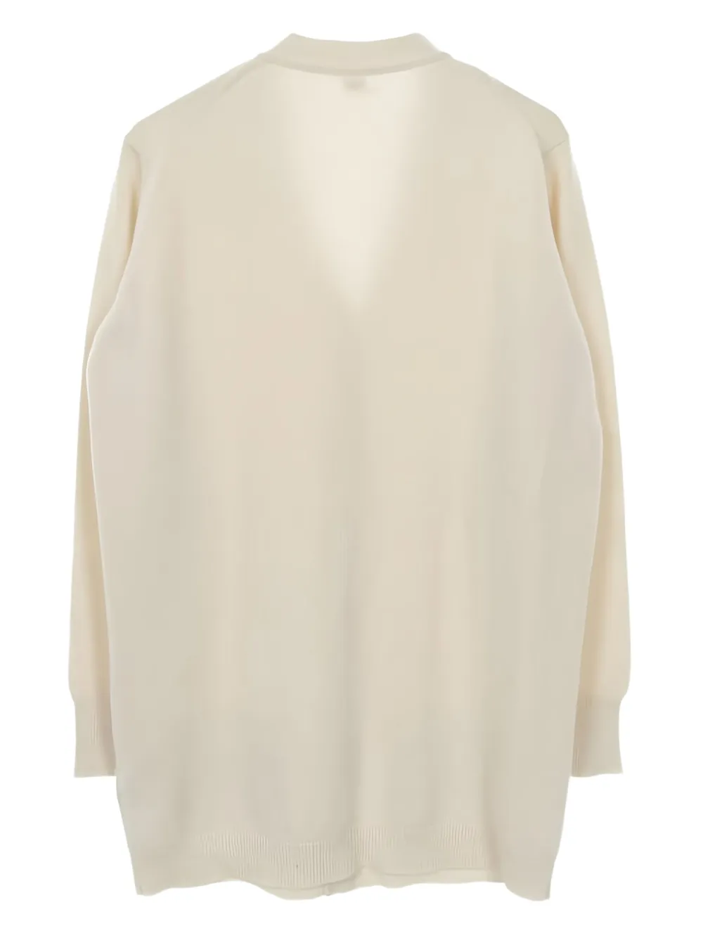 Pre-owned Hermes Buttoned Patch-pocket Cashmere Cardigan In White