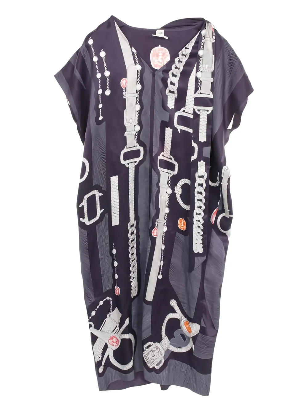 Hermès Pre-Owned printed silk dress | Purple | Image 1