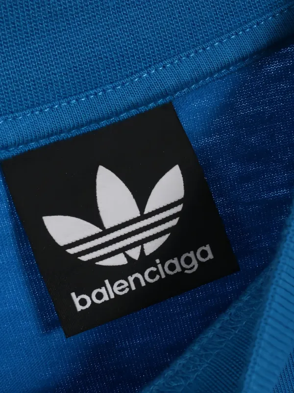 Balenciaga Pre-Owned x Adidas side-stripe t-shirt | Blue | FARFETCH ID